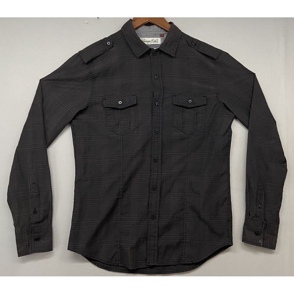 Sovereign Codes Mens Button Shirt MEDIUM -‎ Long Sleeve-Casual Dress -Off Black